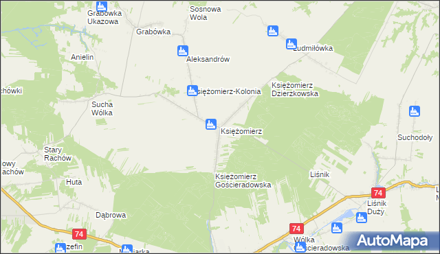 mapa Księżomierz, Księżomierz na mapie Targeo