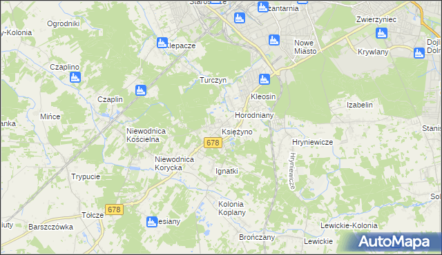 mapa Księżyno, Księżyno na mapie Targeo