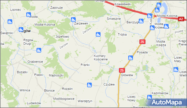 mapa Kuchary Kościelne, Kuchary Kościelne na mapie Targeo