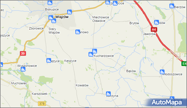 mapa Kucharzowice, Kucharzowice na mapie Targeo