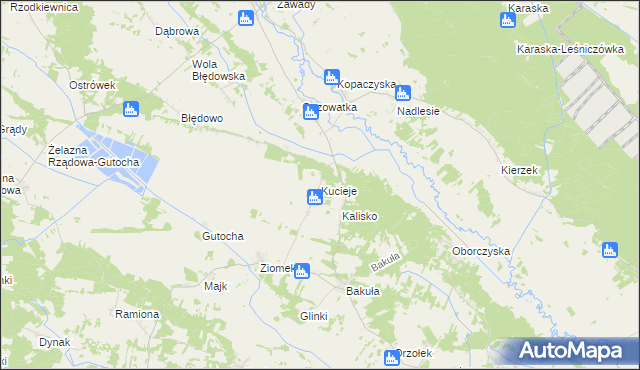 mapa Kucieje, Kucieje na mapie Targeo