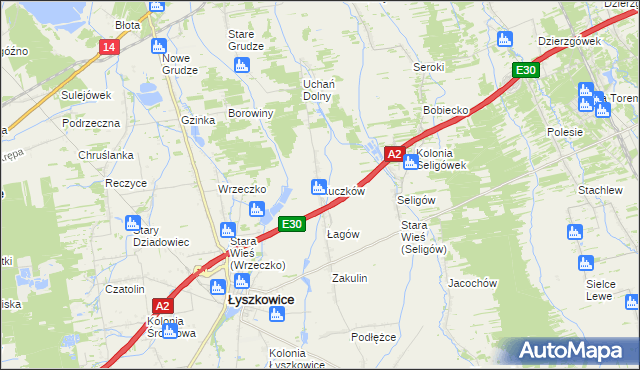 mapa Kuczków gmina Łyszkowice, Kuczków gmina Łyszkowice na mapie Targeo