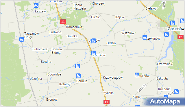 mapa Kuczków gmina Pleszew, Kuczków gmina Pleszew na mapie Targeo