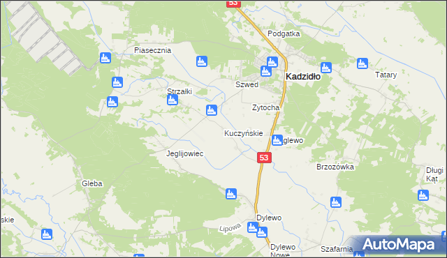 mapa Kuczyńskie, Kuczyńskie na mapie Targeo