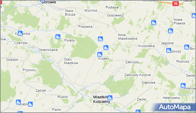 mapa Kujawy gmina Miastków Kościelny, Kujawy gmina Miastków Kościelny na mapie Targeo