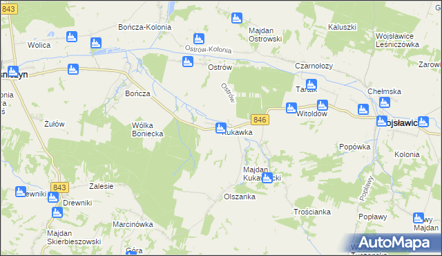 mapa Kukawka gmina Wojsławice, Kukawka gmina Wojsławice na mapie Targeo