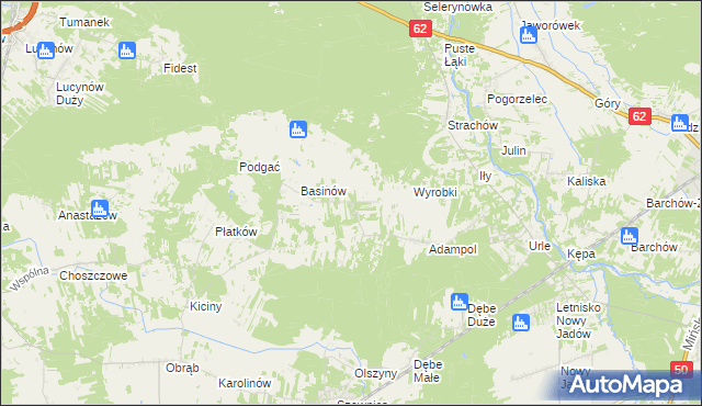 mapa Kukawki gmina Jadów, Kukawki gmina Jadów na mapie Targeo