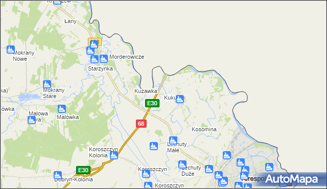 mapa Kukuryki, Kukuryki na mapie Targeo