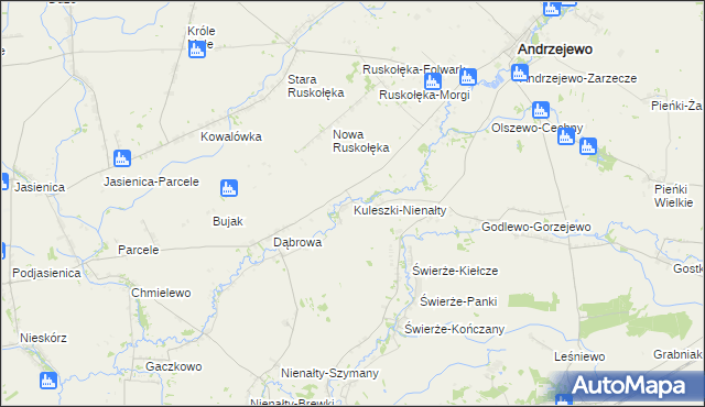 mapa Kuleszki-Nienałty, Kuleszki-Nienałty na mapie Targeo