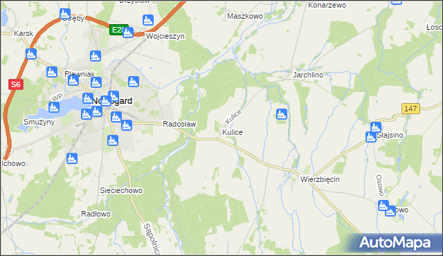 mapa Kulice gmina Nowogard, Kulice gmina Nowogard na mapie Targeo