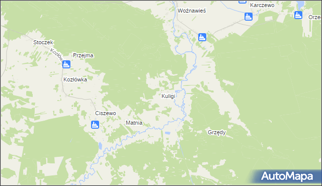 mapa Kuligi gmina Rajgród, Kuligi gmina Rajgród na mapie Targeo