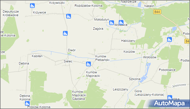 mapa Kumów Plebański, Kumów Plebański na mapie Targeo