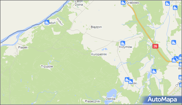 mapa Kuropatniki, Kuropatniki na mapie Targeo