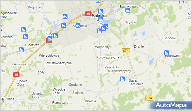 mapa Kurowszczyzna, Kurowszczyzna na mapie Targeo