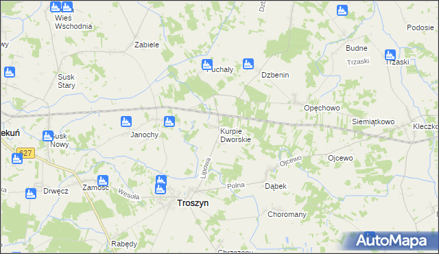 mapa Kurpie Dworskie, Kurpie Dworskie na mapie Targeo