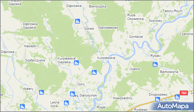 mapa Kurpiewskie, Kurpiewskie na mapie Targeo