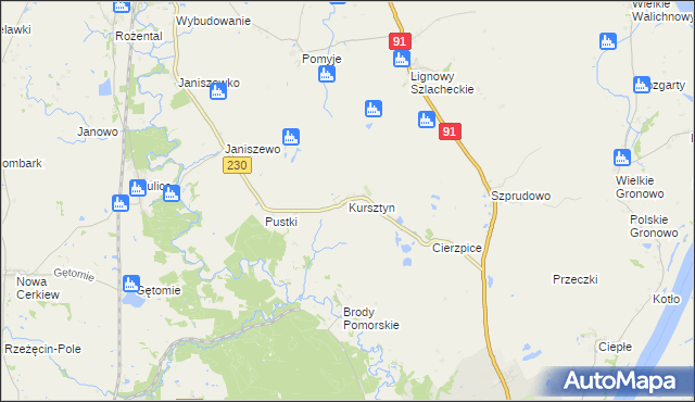 mapa Kursztyn, Kursztyn na mapie Targeo