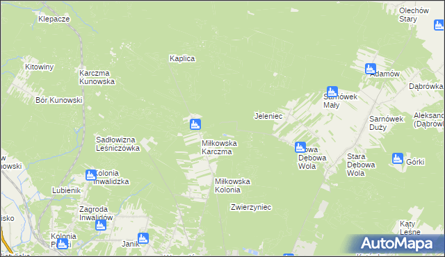 mapa Kurzacze gmina Kunów, Kurzacze gmina Kunów na mapie Targeo