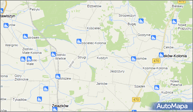 mapa Kuszyn, Kuszyn na mapie Targeo