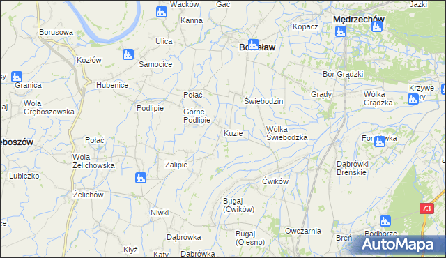 mapa Kuzie gmina Bolesław, Kuzie gmina Bolesław na mapie Targeo