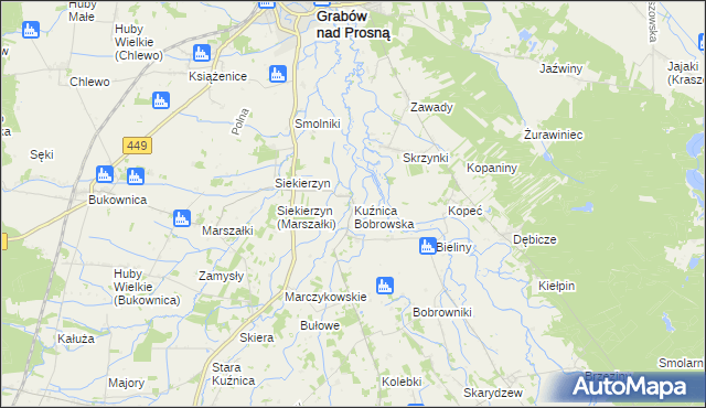 mapa Kuźnica Bobrowska, Kuźnica Bobrowska na mapie Targeo