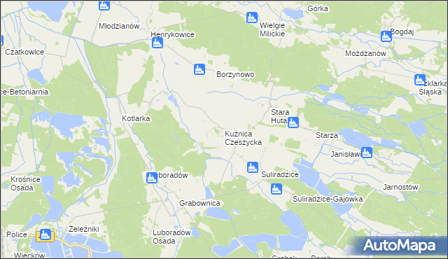 mapa Kuźnica Czeszycka, Kuźnica Czeszycka na mapie Targeo