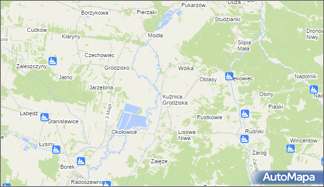 mapa Kuźnica Grodziska, Kuźnica Grodziska na mapie Targeo