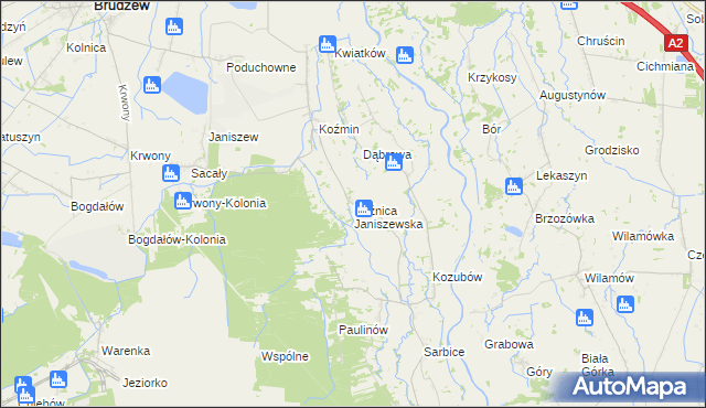 mapa Kuźnica Janiszewska, Kuźnica Janiszewska na mapie Targeo