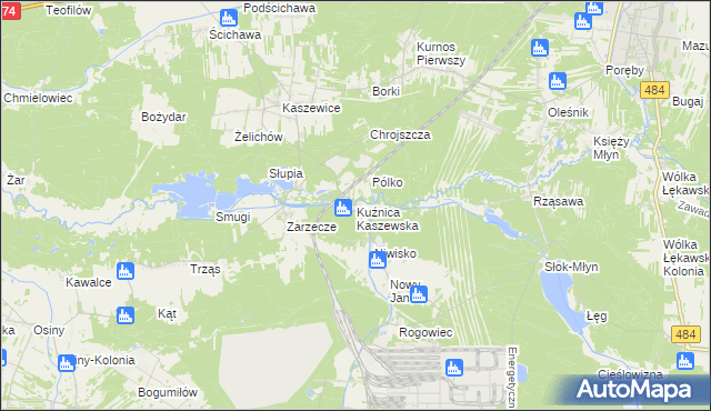 mapa Kuźnica Kaszewska, Kuźnica Kaszewska na mapie Targeo