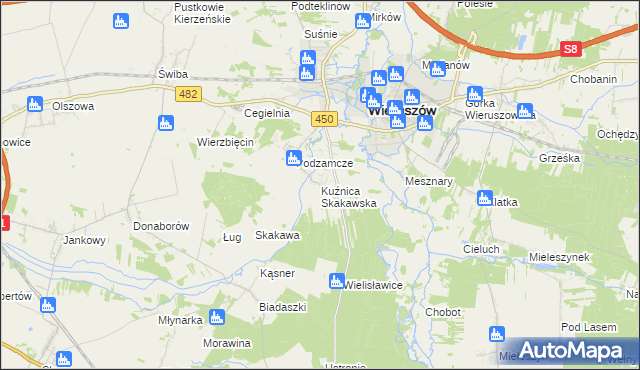 mapa Kuźnica Skakawska, Kuźnica Skakawska na mapie Targeo