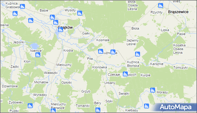 mapa Kuźnica Zagrzebska-Kolonia, Kuźnica Zagrzebska-Kolonia na mapie Targeo