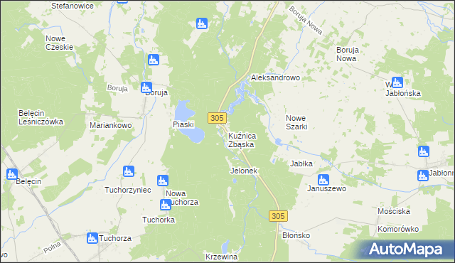 mapa Kuźnica Zbąska, Kuźnica Zbąska na mapie Targeo