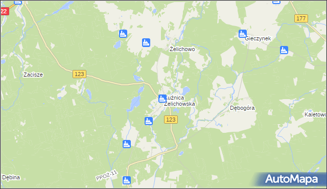 mapa Kuźnica Żelichowska, Kuźnica Żelichowska na mapie Targeo