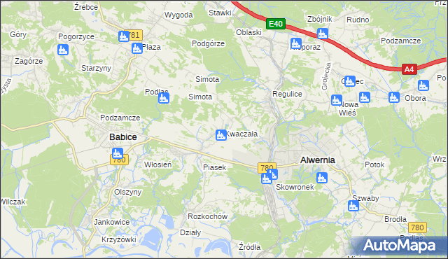 mapa Kwaczała, Kwaczała na mapie Targeo