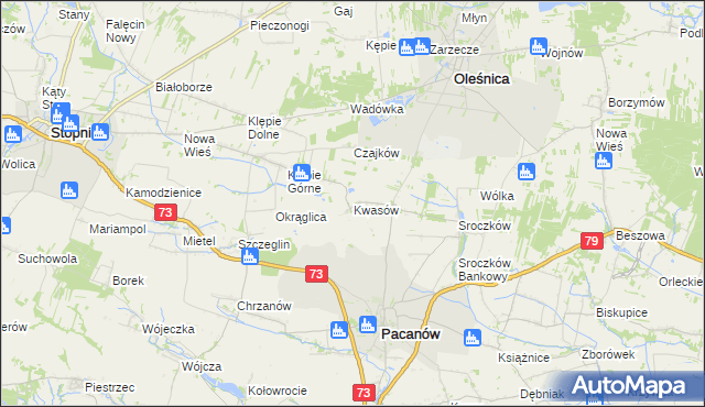 mapa Kwasów, Kwasów na mapie Targeo