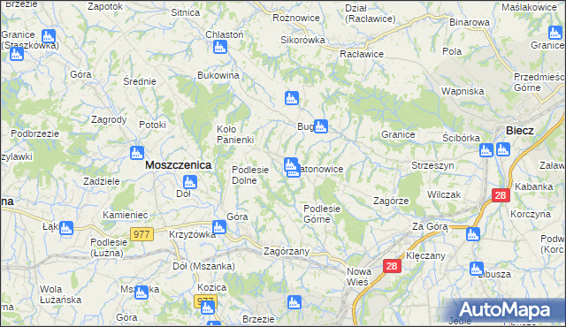 mapa Kwiatonowice, Kwiatonowice na mapie Targeo