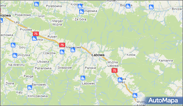 mapa Łabowa, Łabowa na mapie Targeo