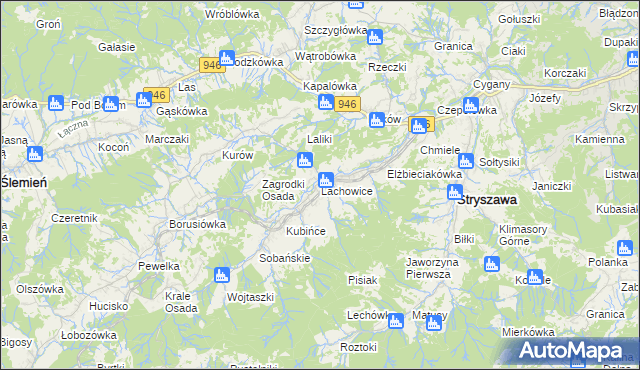 mapa Lachowice, Lachowice na mapie Targeo