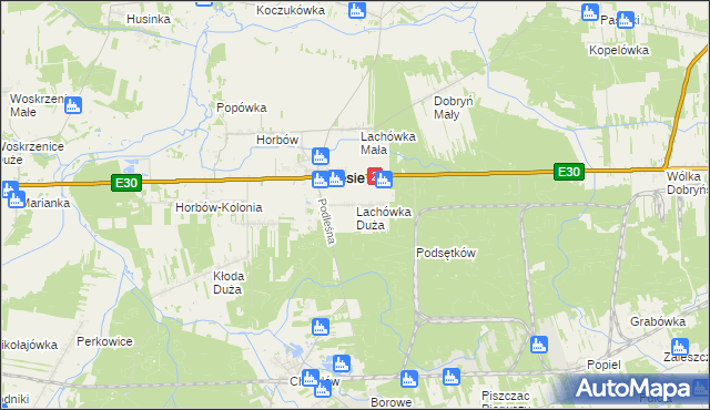 mapa Lachówka Duża, Lachówka Duża na mapie Targeo