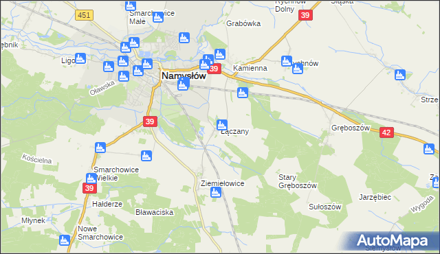 mapa Łączany gmina Namysłów, Łączany gmina Namysłów na mapie Targeo