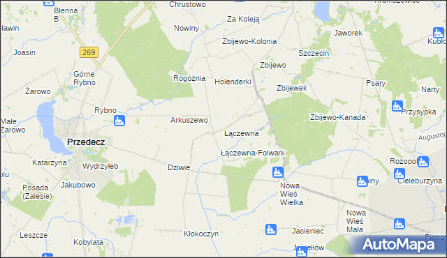 mapa Łączewna gmina Przedecz, Łączewna gmina Przedecz na mapie Targeo