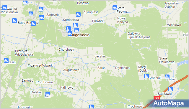 mapa Łączka gmina Długosiodło, Łączka gmina Długosiodło na mapie Targeo