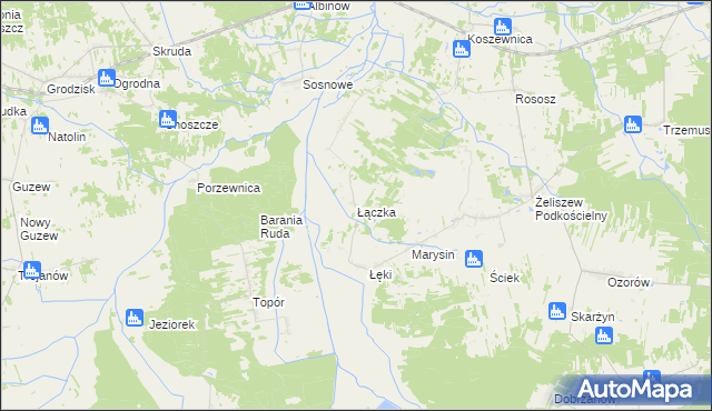 mapa Łączka gmina Kotuń, Łączka gmina Kotuń na mapie Targeo