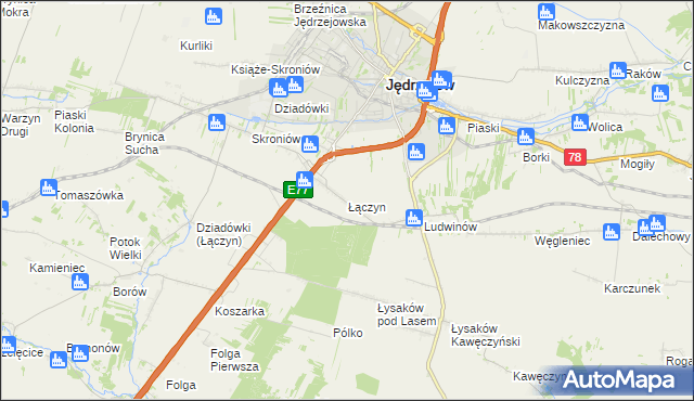 mapa Łączyn, Łączyn na mapie Targeo