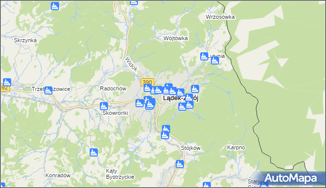 mapa Lądek-Zdrój, Lądek-Zdrój na mapie Targeo