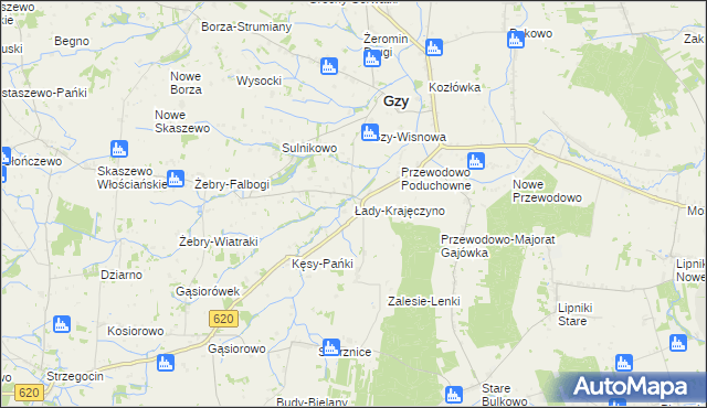 mapa Łady-Krajęczyno, Łady-Krajęczyno na mapie Targeo