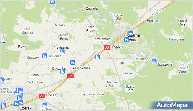 mapa Łąg, Łąg na mapie Targeo