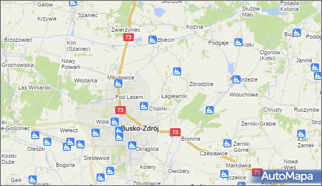 mapa Łagiewniki gmina Busko-Zdrój, Łagiewniki gmina Busko-Zdrój na mapie Targeo