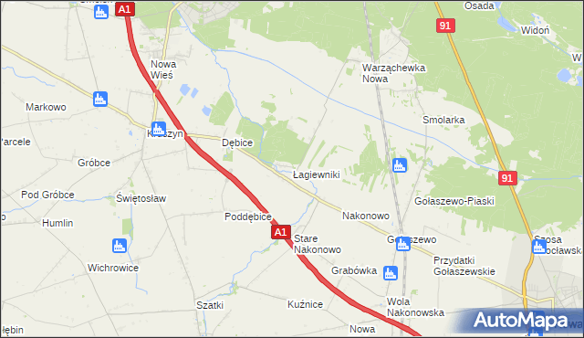 mapa Łagiewniki gmina Włocławek, Łagiewniki gmina Włocławek na mapie Targeo