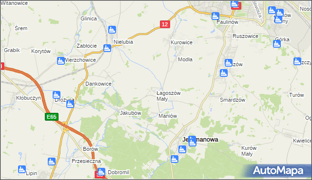 mapa Łagoszów Mały, Łagoszów Mały na mapie Targeo